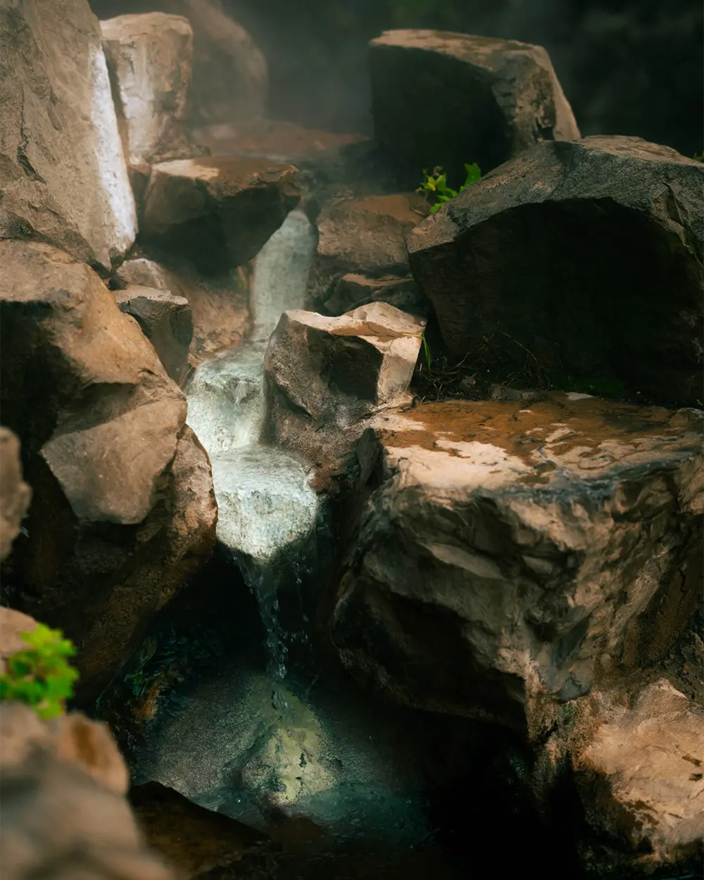 Secluded waterfall in the mountains of Nagano, Japan